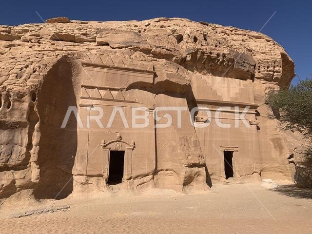 The tombs of Hegra (a.k.a. Mada'in Salih or Al-Hijr) the ancient city of the Nabataean Empire located near Al-Ula, Saudi Arabia