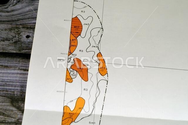 Cairo, Egypt, January 2 2024: Detailed soil survey of Hanidh and Urayirah areas in kingdom of Saudi Arabia, Maps, Topography and geographic locations