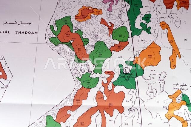 Cairo, Egypt, January 2 2024: Detailed soil survey of Hanidh and Urayirah areas in kingdom of Saudi Arabia, Maps, Topography and geographic locations
