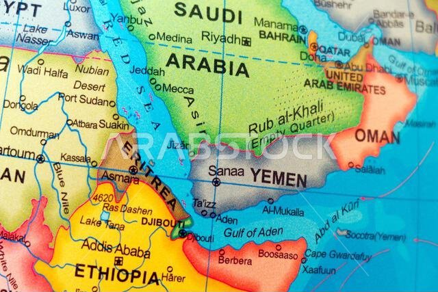 خريطة العالم لحدود المملكة العربية السعودية واليمن
