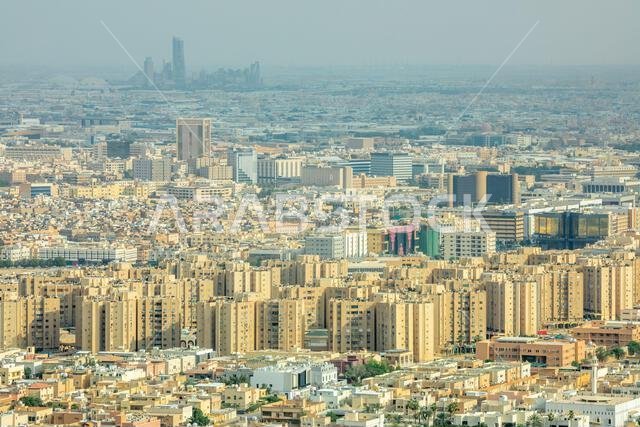 صورة جوية بانورامية لمنطقة سكنية في مدينة الرياض، المملكة العربية السعودية