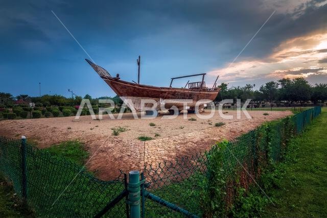 Journey Back in Time: Explore Jubail's Aqua Park Aboard a Traditional Wooden Boat-Jubail Saudi Arabia. Journey Back in Time: Explore Jubail's Aqua Park Aboard a Traditional Wooden Boat-Jubail Saudi Arabia.