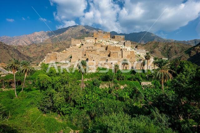 Thee Ain, Al Bahah, Saudi Arabia - November 26, 2023: View of Thee Ain, Zee Ain or Dhee Ain, heritage village.