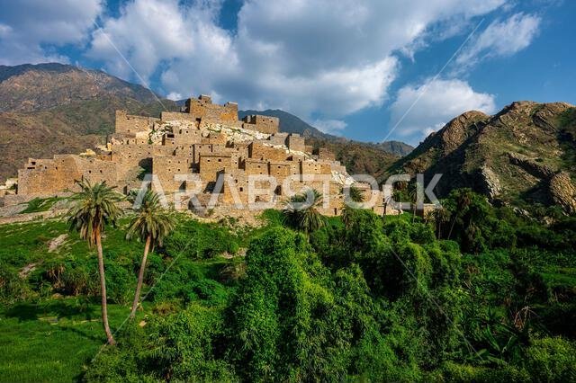 Thee Ain, Al Bahah, Saudi Arabia - November 26, 2023: View of Thee Ain, Zee Ain or Dhee Ain, heritage village.
