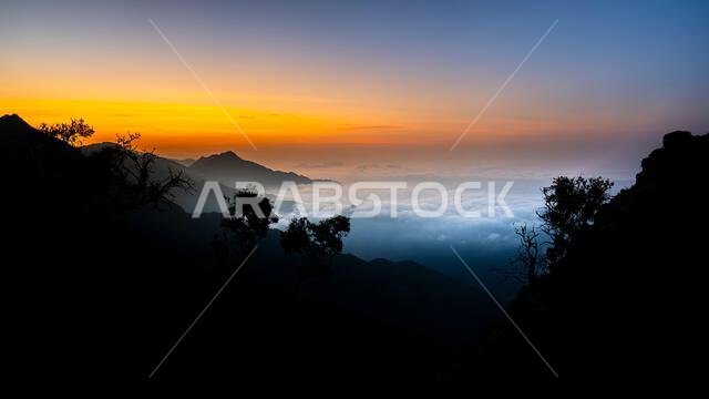 Sunrise from Jabal Aswad (The Black Mountain), Saudi Arabia.