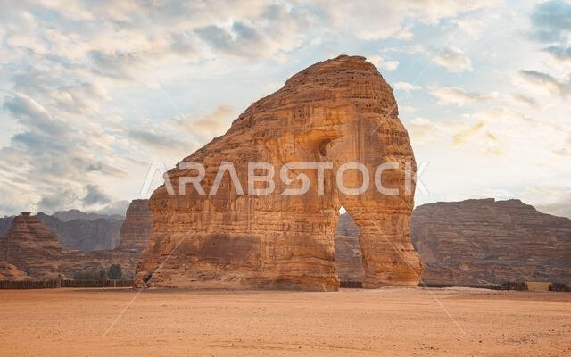 جبل الفيل - صخرة الفيل في صحراء العلا، المملكة العربية السعودية
