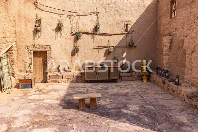 Middle East, Saudi Arabia, Medina, Al-Ula. November 18, 2023. Courtyard in old town Al-Ula. November 18, 2023.