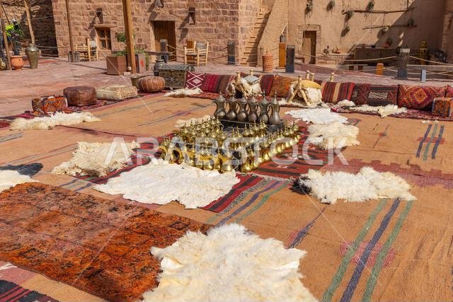 Middle East, Saudi Arabia, Medina, Al-Ula. November 18, 2023. Traditional goods for sale in old town Al-Ula. November 18, 2023.