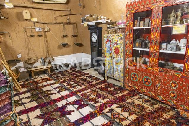 Ushaiger Heritage Village, Riyadh, Saudi Arabia, Middle East. November 12, 2023. Traditional crafts in Ushaiger Heritage Village.