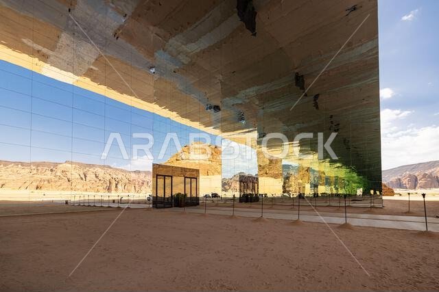 Middle East, Saudi Arabia, Medina, Al-Ula. November 18, 2023. Maraya Concert Hall in the desert of the Ashar Valley.