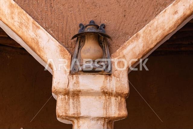 Ushaiger Heritage Village, Riyadh, Saudi Arabia, Middle East. Old lantern in the Ushaiger Heritage Village.