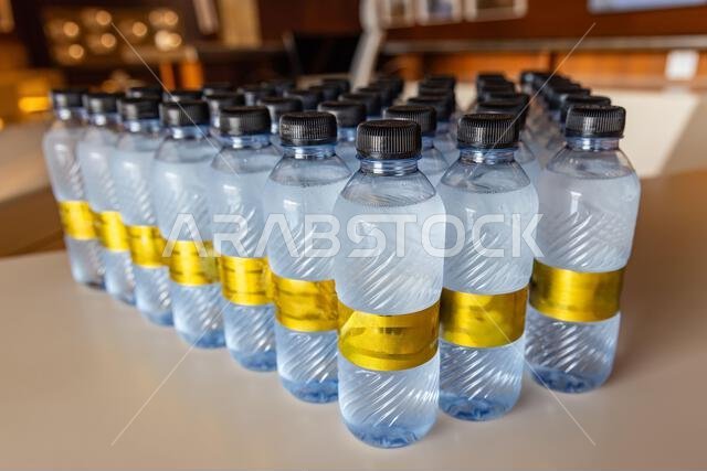 Diriyah, Riyadh, Saudi Arabia, Middle East. Plastic bottles of cold water.