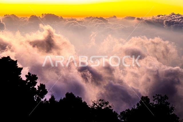 Discover the beauty of Saudi Arabia. Extraordinary landscape of the Asir Mountains, Sarawat mountain range in Billasmar area.