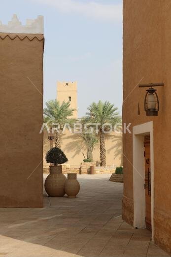 Traditional architecture at Bujairi Terrace in Diriyah Traditional architecture at Bujairi Terrace in Diriyah