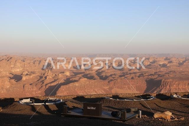 Seating area at Harrat Viewpoint in Saudi Arabia