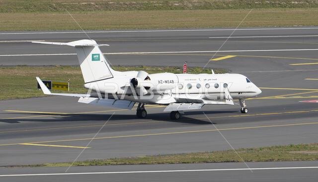 ISTANBUL, TURKIYE - SEPTEMBER 17, 2022: Saudi Arabia Aeromedical Evacuation Gulfstream G450 (4324) landing to Istanbul International Airport