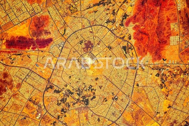 Medina City, Saudi Arabia. Digital enhancement of an image by NASA.