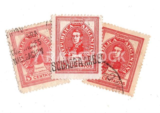 Vintage postage stamps from Saudi Argentina isolated on a white background. Vintage postage stamps from Saudi Argentina isolated on a white background.