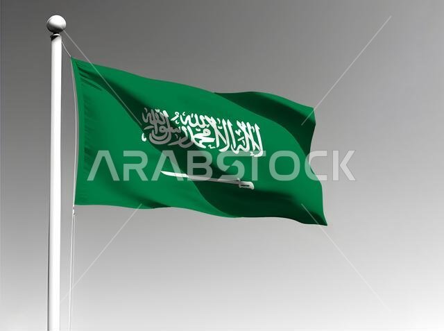 Saudi Arabia national flag isolated waving on gray background