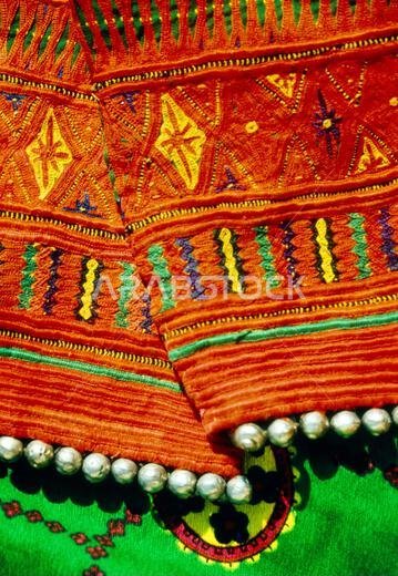 Saudi Arabia Colourful Bedouin Embroidery with Beaded Fringe Saudi Arabia Colourful Bedouin Embroidery with Beaded Fringe