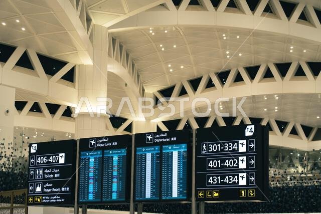 لوحة معلومات في مطار الرياض، المملكة العربية السعودية لوحة معلومات في مطار الرياض، المملكة العربية السعودية