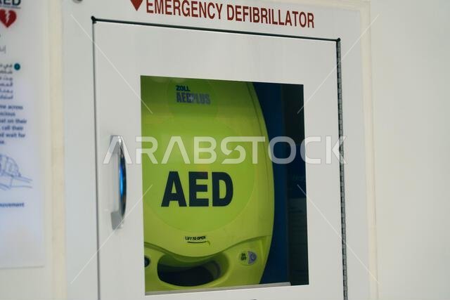 Defibrillator (AED) in Riyadh international airport, Saudi Arabia Defibrillator (AED) in Riyadh international airport, Saudi Arabia
