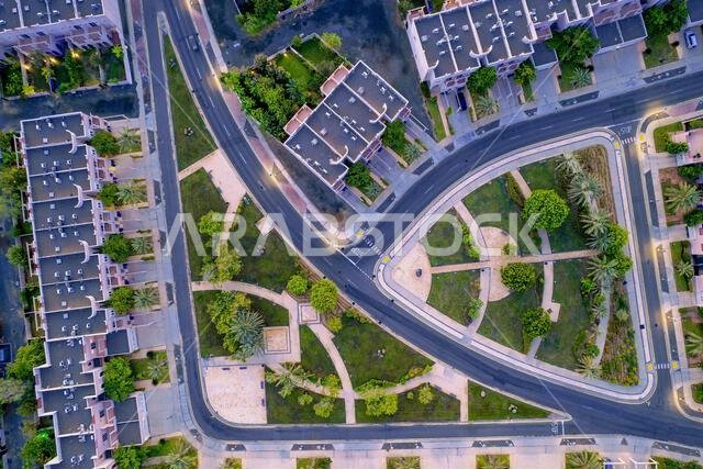 صورة جوية علوية لحديقة الحي في جامعة الملك عبد الله للعلوم والتقنية (كاوست)، المملكة العربية السعودية صورة جوية علوية لحديقة الحي في جامعة الملك عبد الله للعلوم والتقنية (كاوست)، المملكة العربية السعودية