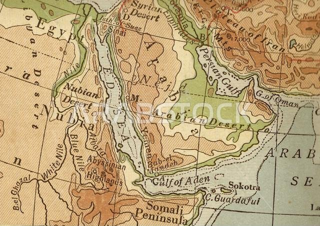 Antique geographical map in sepia of Egypt and Saudi Arabia. Antique geographical map in sepia of Egypt and Saudi Arabia.