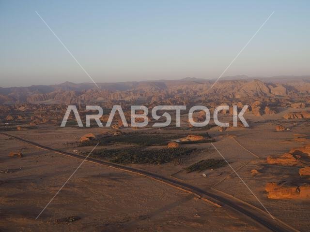 Hot air balloon over Hegra, Saudi Arabia