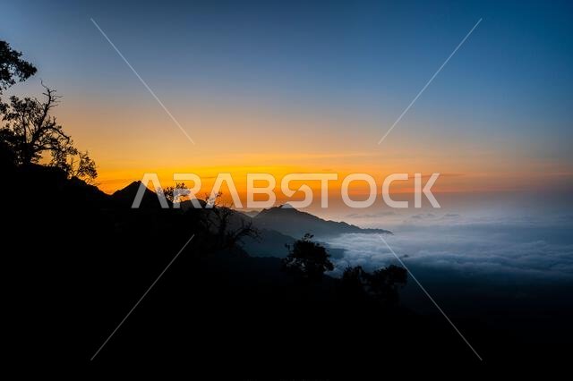 Sunrise from Jabal Aswad (The Black Mountain), Saudi Arabia.