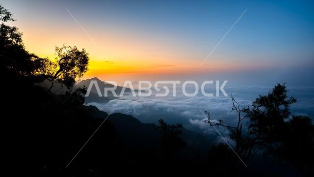 Sunrise from Jabal Aswad (The Black Mountain), Saudi Arabia.