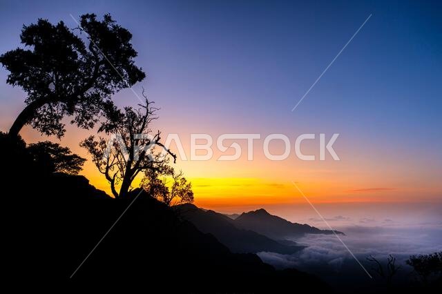 Sunrise from Jabal Aswad (The Black Mountain), Saudi Arabia.