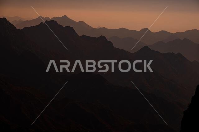 The Asir Mountains from the Habala (Al-Habalah) viewpoint, one of the most popular travel destination in Saudi Arabia.