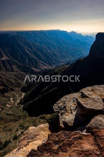 The Asir Mountains from the Habala (Al-Habalah) viewpoint, one of the most popular travel destination in Saudi Arabia.