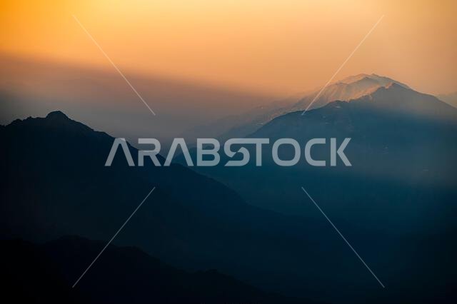 Discover the beauty of Saudi Arabia. Extraordinary landscape of the Asir Mountains, Sarawat mountain range in Billasmar area.