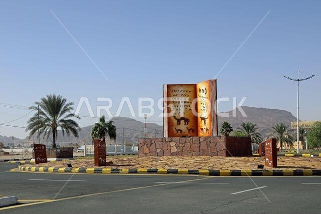 Roundabout art on the road near Jubbah in the Great Narfoud Desert of Saudi Arabia