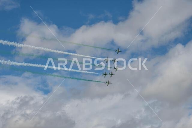 GLOUCESTERSHIRE, ENGLAND - 15 July 2023: Royal Saudi Air Force BAE Systems Hawk MK65 Hawks at RIAT 2023