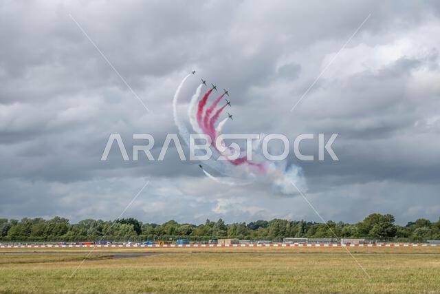 GLOUCESTERSHIRE, ENGLAND - 15 July 2023: Royal Saudi Air Force BAE Systems Hawk MK65 Hawks at RIAT 2023
