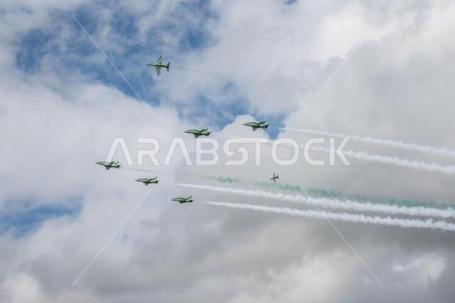 GLOUCESTERSHIRE, ENGLAND - 15 July 2023: Royal Saudi Air Force BAE Systems Hawk MK65 Hawks at RIAT 2023