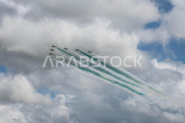 GLOUCESTERSHIRE, ENGLAND - 15 July 2023: Royal Saudi Air Force BAE Systems Hawk MK65 Hawks at RIAT 2023