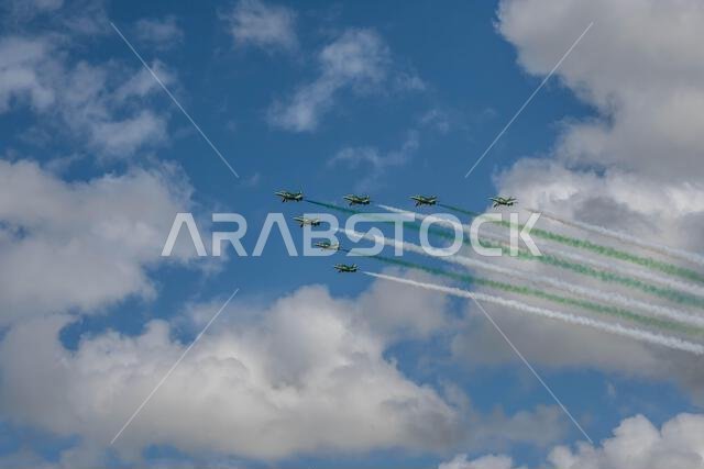 GLOUCESTERSHIRE, ENGLAND - 15 July 2023: Royal Saudi Air Force BAE Systems Hawk MK65 Hawks at RIAT 2023