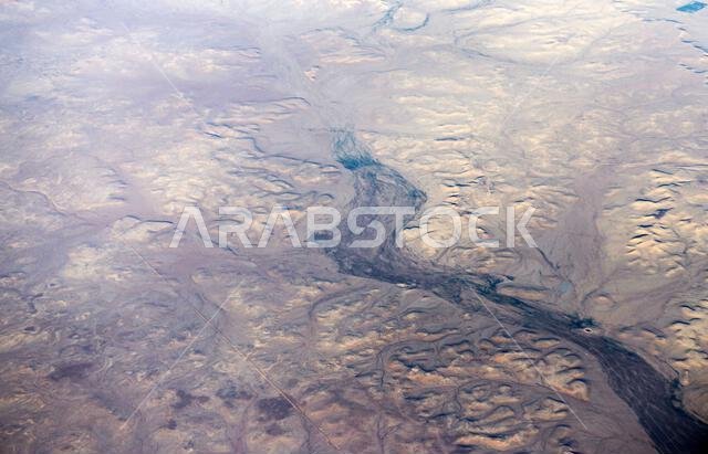 Aerial view of the desert in North Western Saudi Arabia.