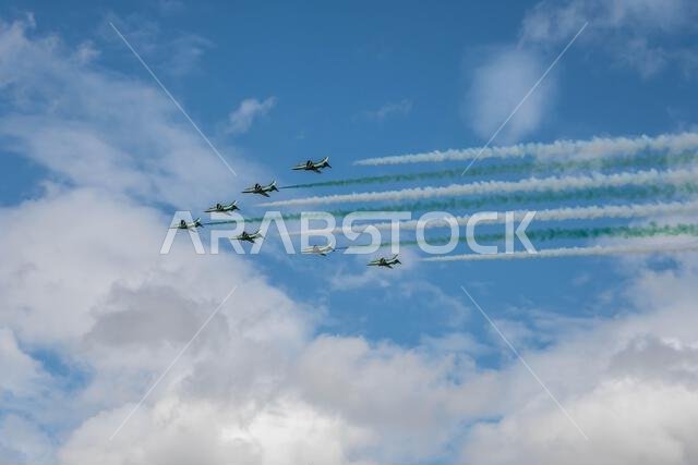 GLOUCESTERSHIRE, ENGLAND - 15 July 2023: Royal Saudi Air Force BAE Systems Hawk MK65 Hawks at RIAT 2023
