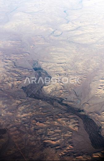 Aerial view of the desert in North Western Saudi Arabia.