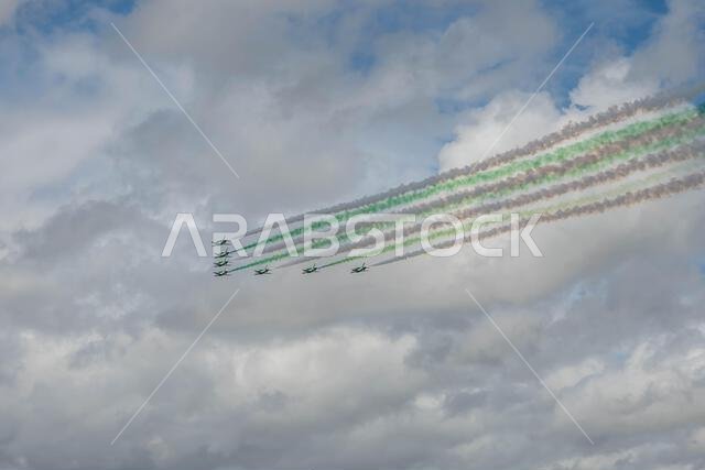 غلوسترشاير، إنجلترا - 15 يوليو 2023: طائرات هوك MK65 التابعة لسلاح الجو الملكي السعودي من طراز BAE Systems في معرض ريات 2023