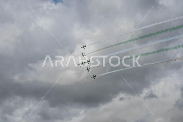 GLOUCESTERSHIRE, ENGLAND - 15 July 2023: Royal Saudi Air Force BAE Systems Hawk MK65 Hawks at RIAT 2023