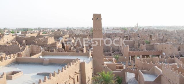 ruins of heritage arab village built of muds in riyadh in Saudi Arabia