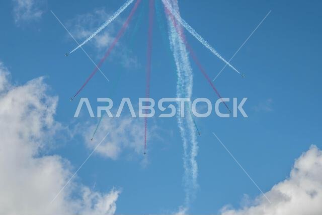 GLOUCESTERSHIRE, ENGLAND - 15 July 2023: Royal Saudi Air Force BAE Systems Hawk MK65 Hawks at RIAT 2023