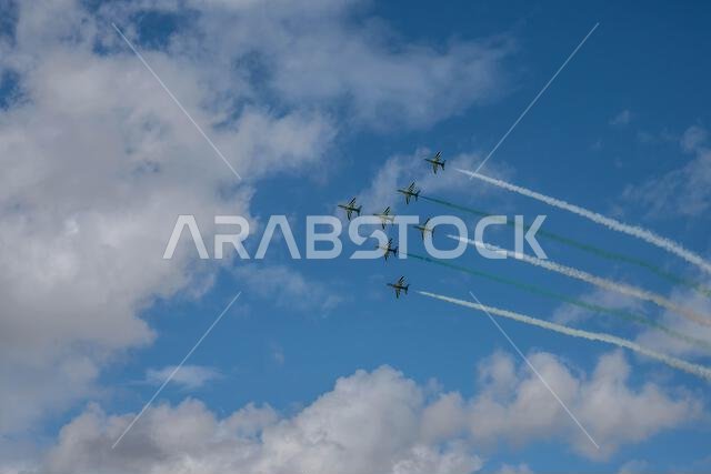 GLOUCESTERSHIRE, ENGLAND - 15 July 2023: Royal Saudi Air Force BAE Systems Hawk MK65 Hawks at RIAT 2023