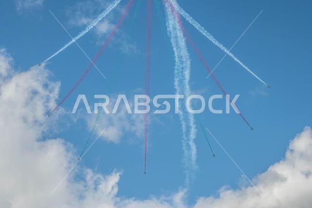 GLOUCESTERSHIRE, ENGLAND - 15 July 2023: Royal Saudi Air Force BAE Systems Hawk MK65 Hawks at RIAT 2023